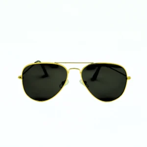 Golden Black Aviator Full Rim Metal Unisex Sunglasses